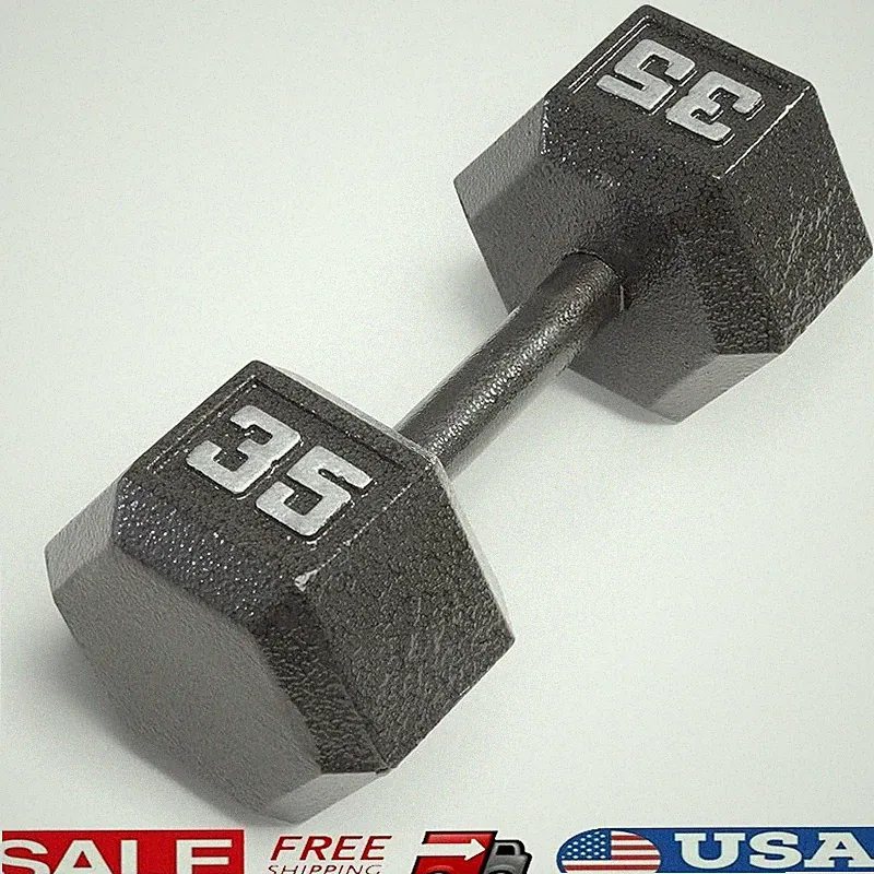 Hex Dumbbells 35lbs Full Body Workout No Roll Head Cast Iron Knurled Handle New