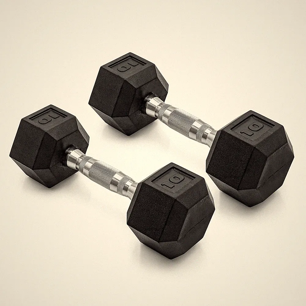 HEX DUMBBELLS 5/8/12/15/20/25/30/35/40/45/50/60 lb Pairs Coated Rubber Non Slip