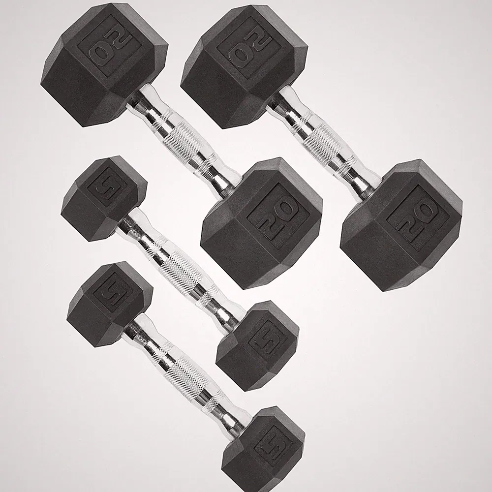 Hex Dumbbells 5lb Set 5lb x2 20lb Chrome Handles SDRSIS-50A Barbell Coated