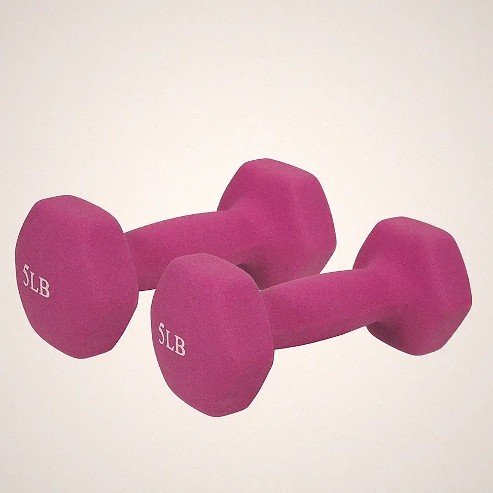 Hex Dumbbells, Fuschia, 5 lb Pair