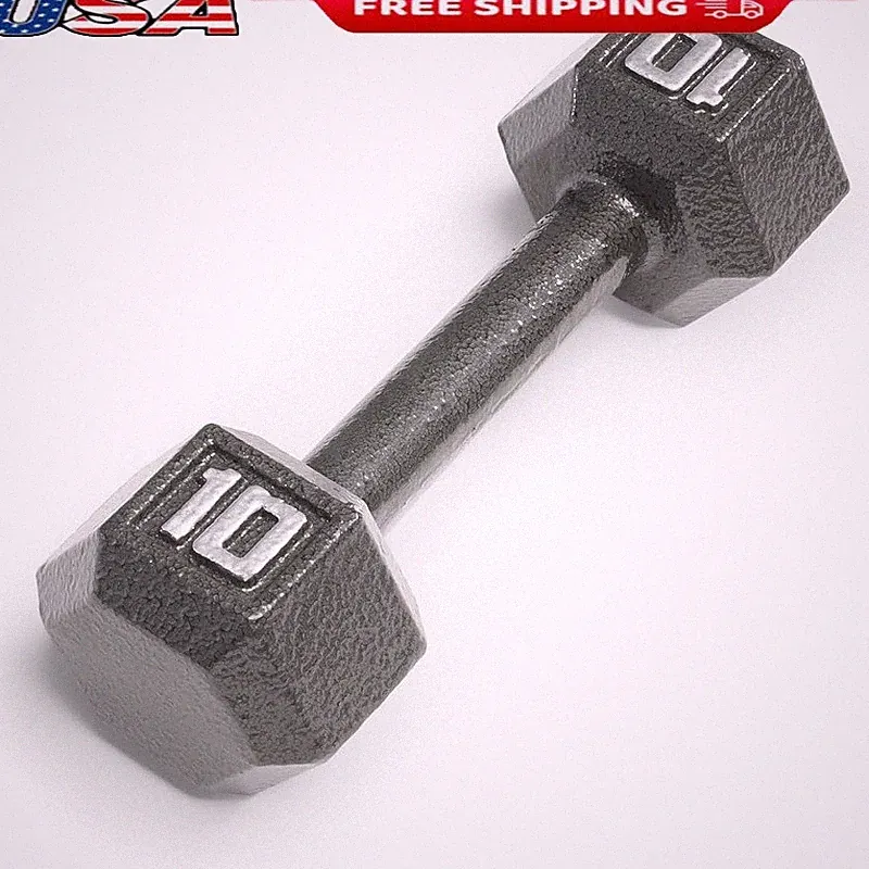 Hex Dumbbells No Roll Head Cast Iron 10lb Adjustable Weight Fitness Equipment US