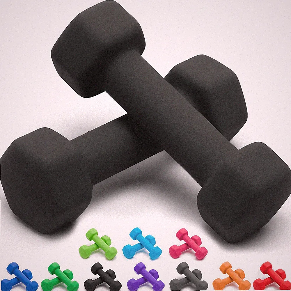 Hex Dumbbells Pair 1-15 LB, Neoprene Coated, Non Slip Grip, Black