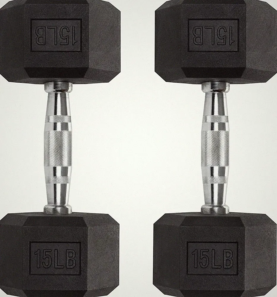 Hex Dumbbells - PVC Coated w/ Knurled Handles, Pairs 3-50LB