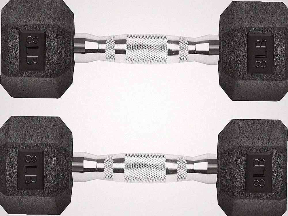 Hex Dumbbells Rubber Coated Cast Iron Hex Black Dumbbell Free Weights for