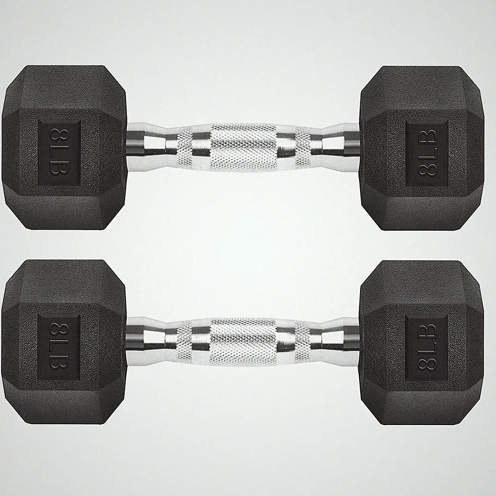 Hex Dumbbells Rubber Coated Cast Iron Hex Dumbbell Free Weights for Exercises