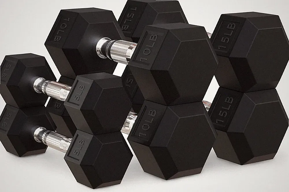 Hex Dumbbells Rubber Coated Hand Weight Set, 60LBS Sets