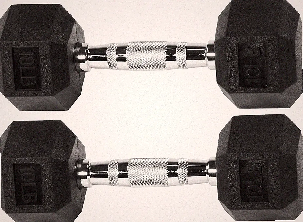 Hex Dumbbells Rubber Coated Hand Weights for Exercises and Fitness Home Gym, 5-5
