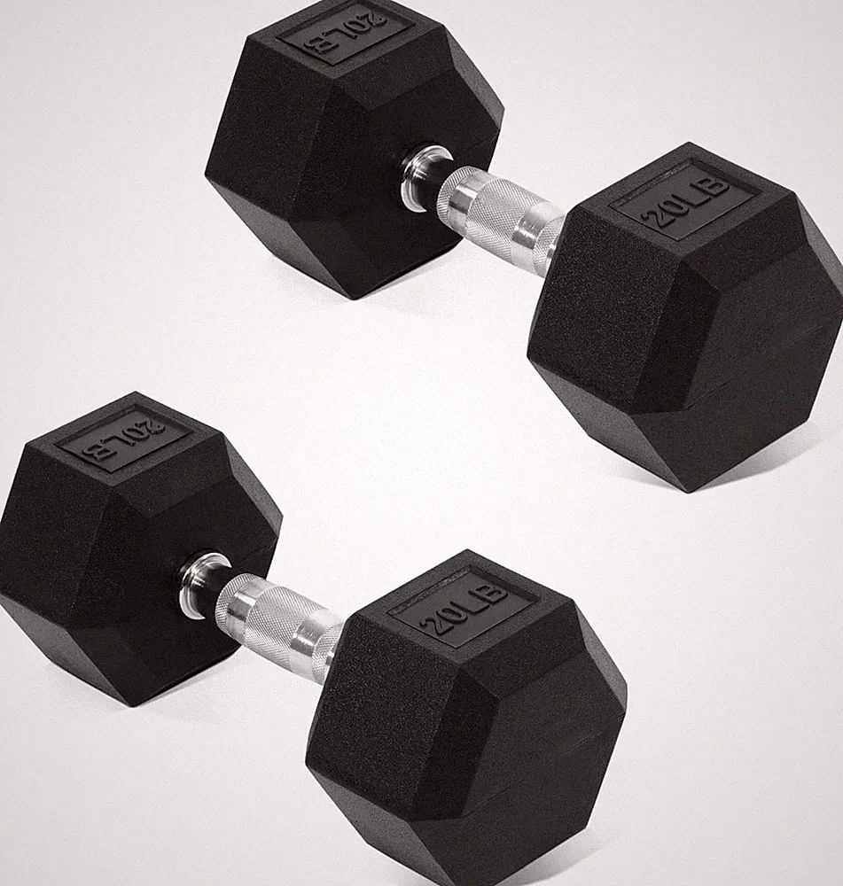 Hex Dumbbells Rubber Coated Hand Weights for Exercises and Fitness Home Gym, 5-5