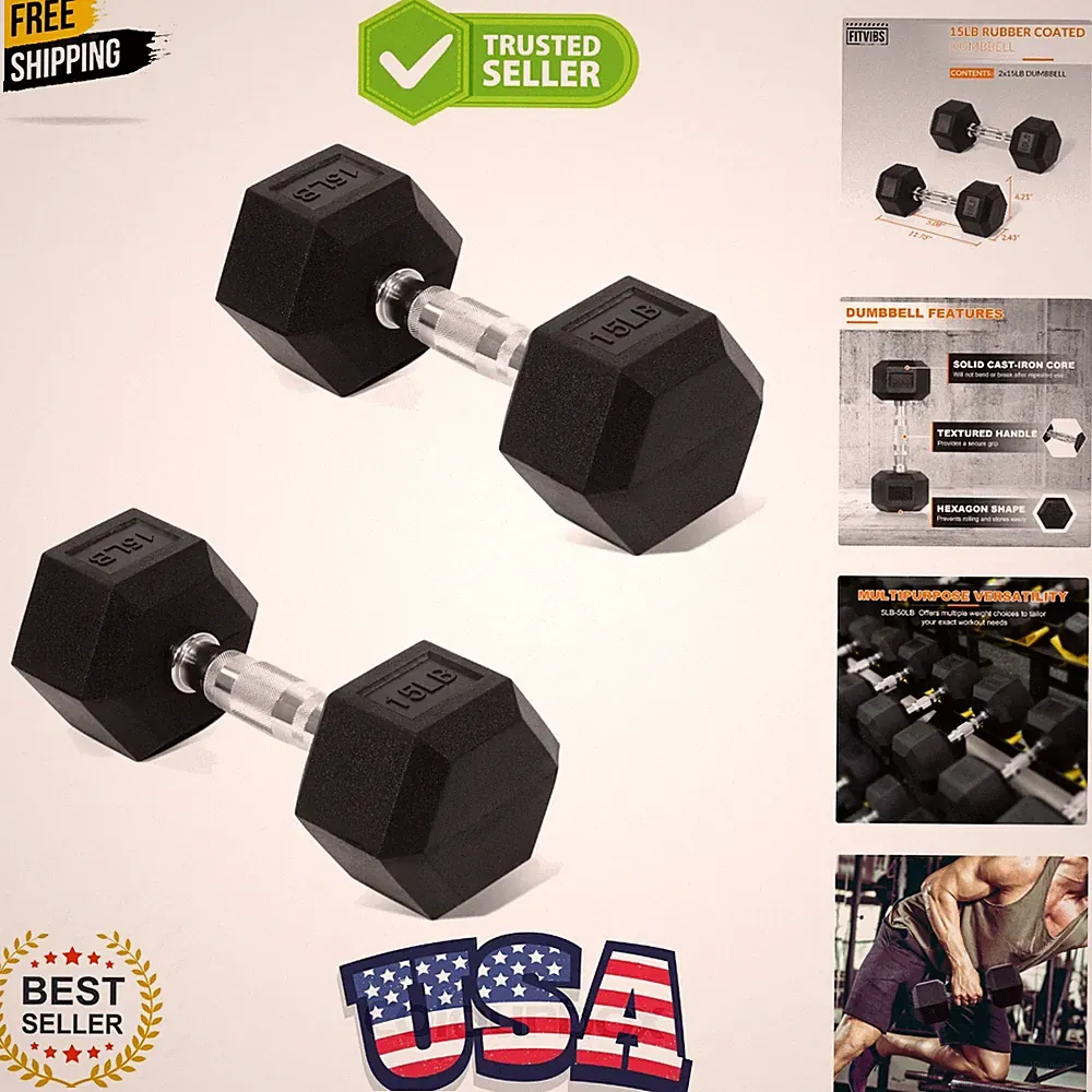 Hex Dumbbells Rubber Coated Hand Weights for Exercises and Fitness Home Gym,...