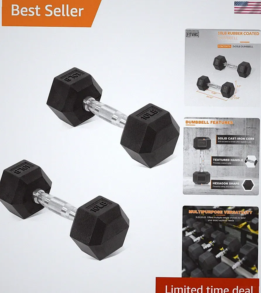 Hex Dumbbells Rubber Coated Hand Weights for Exercises and Fitness Home Gym,...