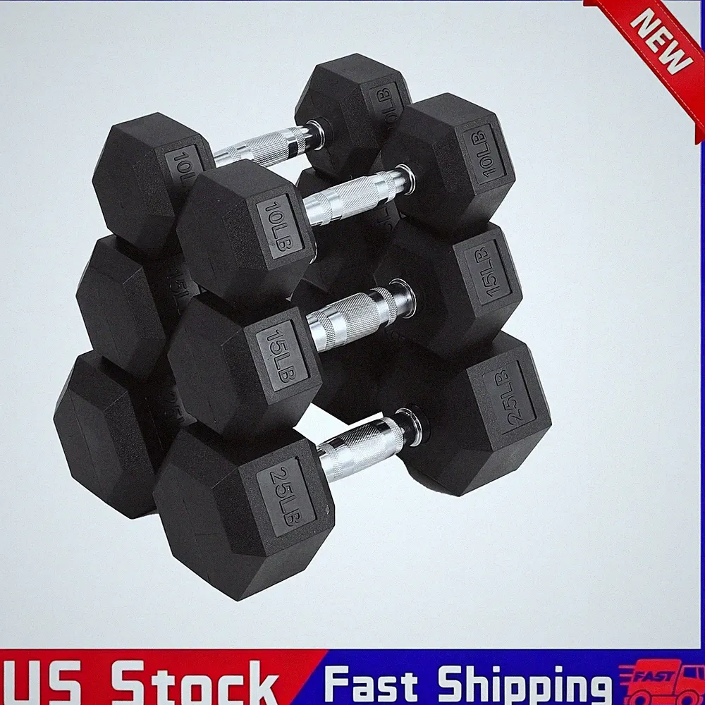 Hex Dumbbells Set for Home Gym PVC/PEV Coated, Anti-Roll 70/80/90/100 LBS Total