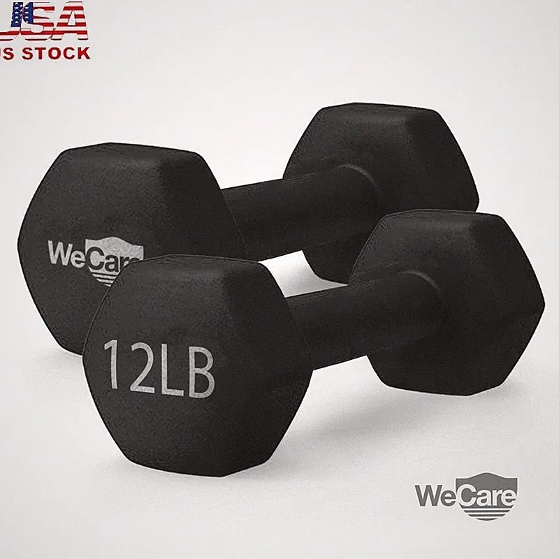 Hex Dumbbells Set of 2 Neoprene Coated Anti-Slip Free Weights Home Gym Training
