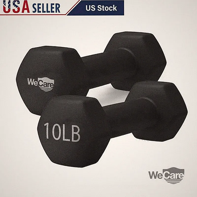 Hex Dumbbells Set of 2 Neoprene Coated Anti-Slip Weights Portable Fitness New