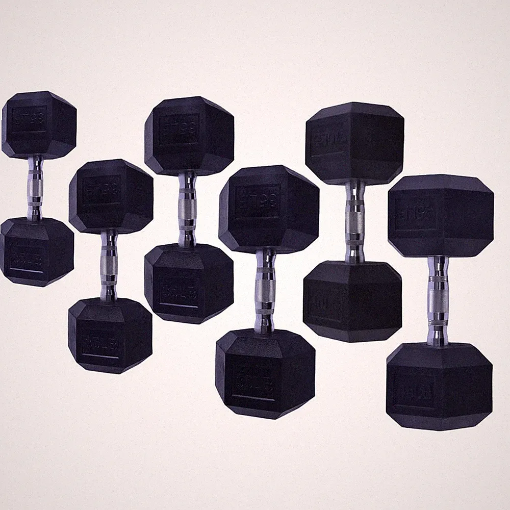 Hex Dumbbells with Non Slip Black Rubber 20-45lbs Dumbbells for Fitness