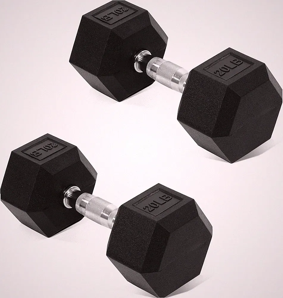 Hex Rubber Coated Dumbbells Hand Weights Pairs for Exercises and Fitness and Hom