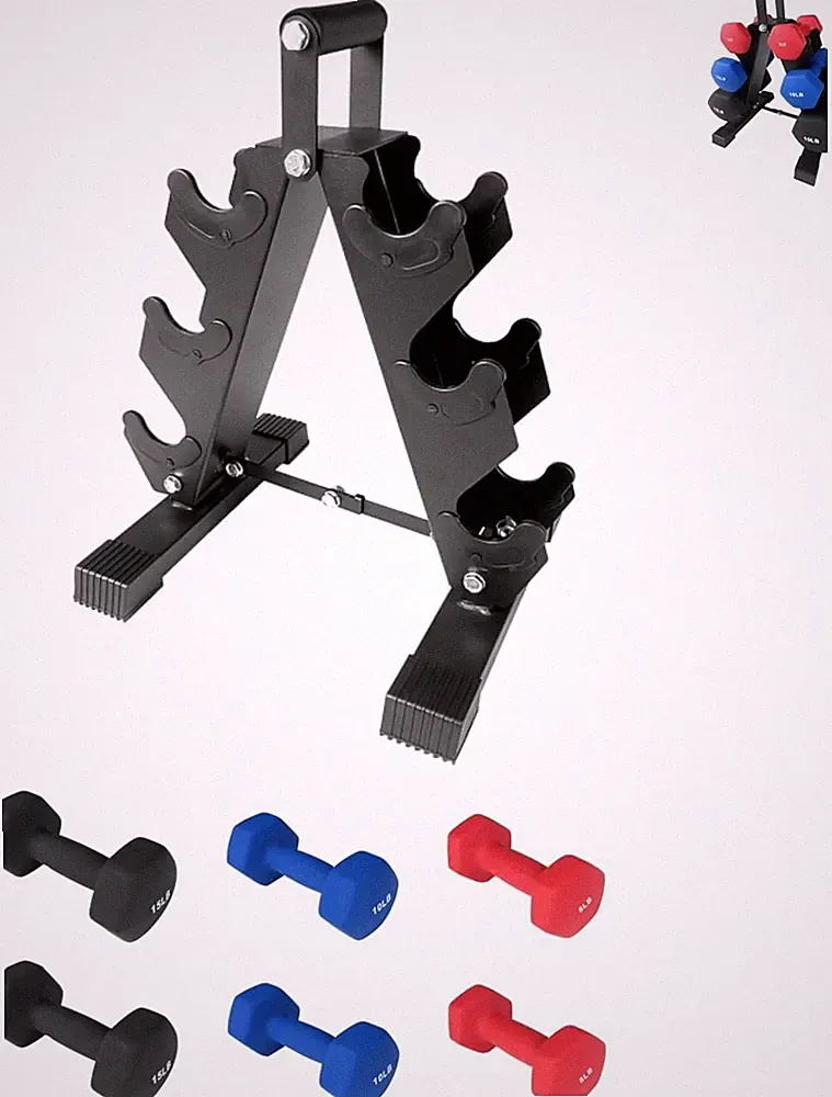 Hexagon Dumbbells Set with Rack Anti Slip Multiple Weights