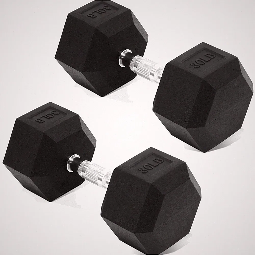 Hexagonal 30 LB Dumbbell Pair - Durable and Versatile Weights for Any Workout