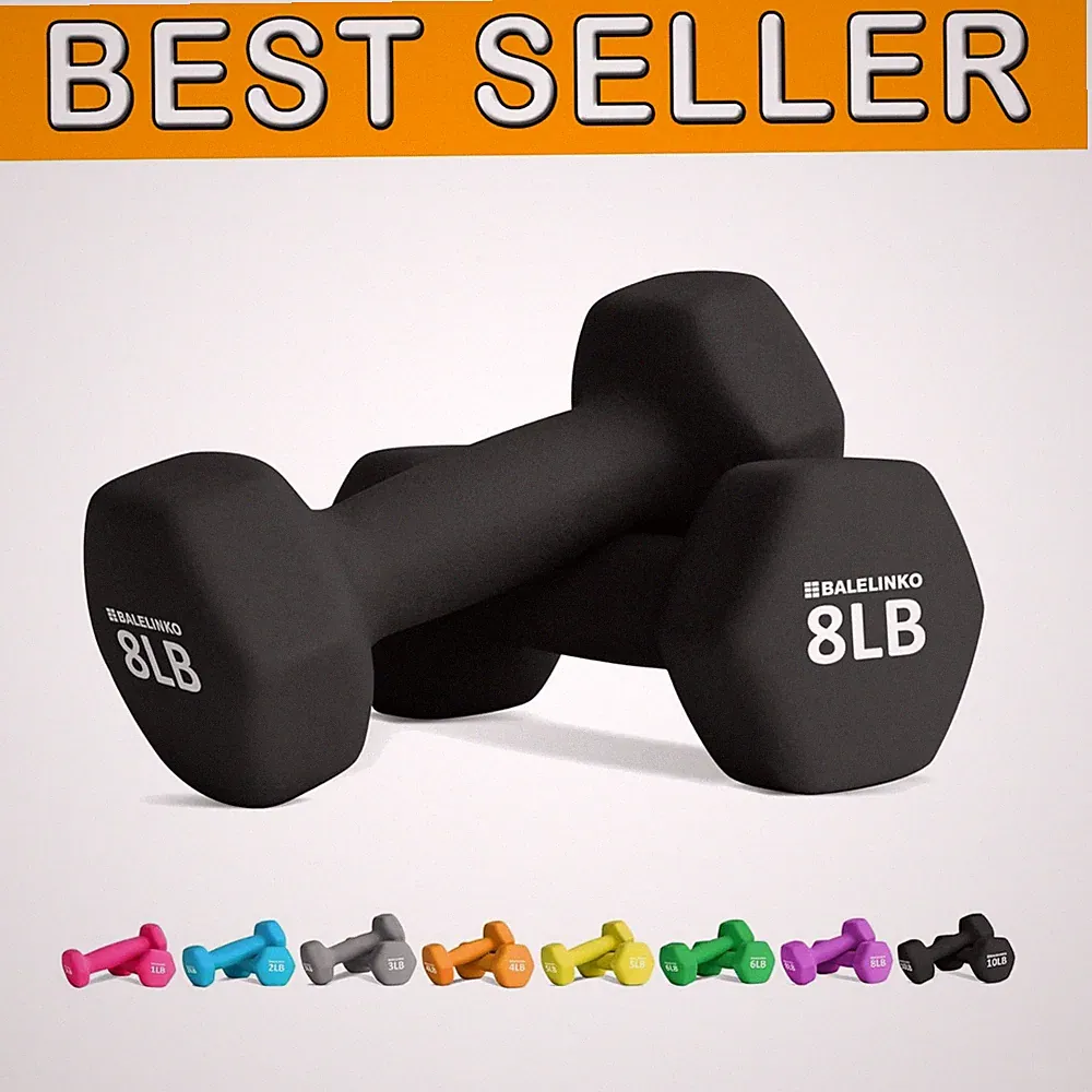 Hexagonal Neoprene Dumbbells Pair, 8lb - Perfect for Yoga & Strength Training=
