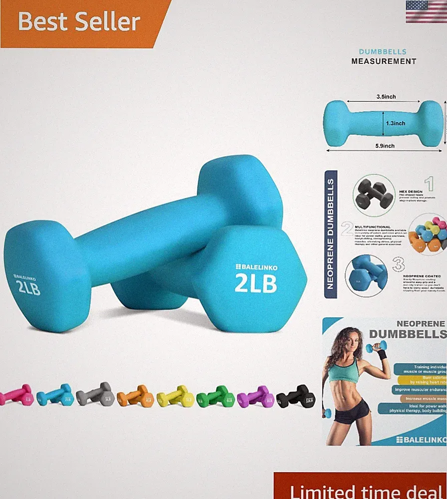 Hexagonal Neoprene Dumbbells Set (2 lb) for Versatile Strength Training