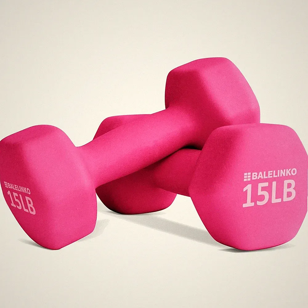 Hexagonal Shape 15 lb Neoprene Dumbbell Set for Safe & Effective Workouts