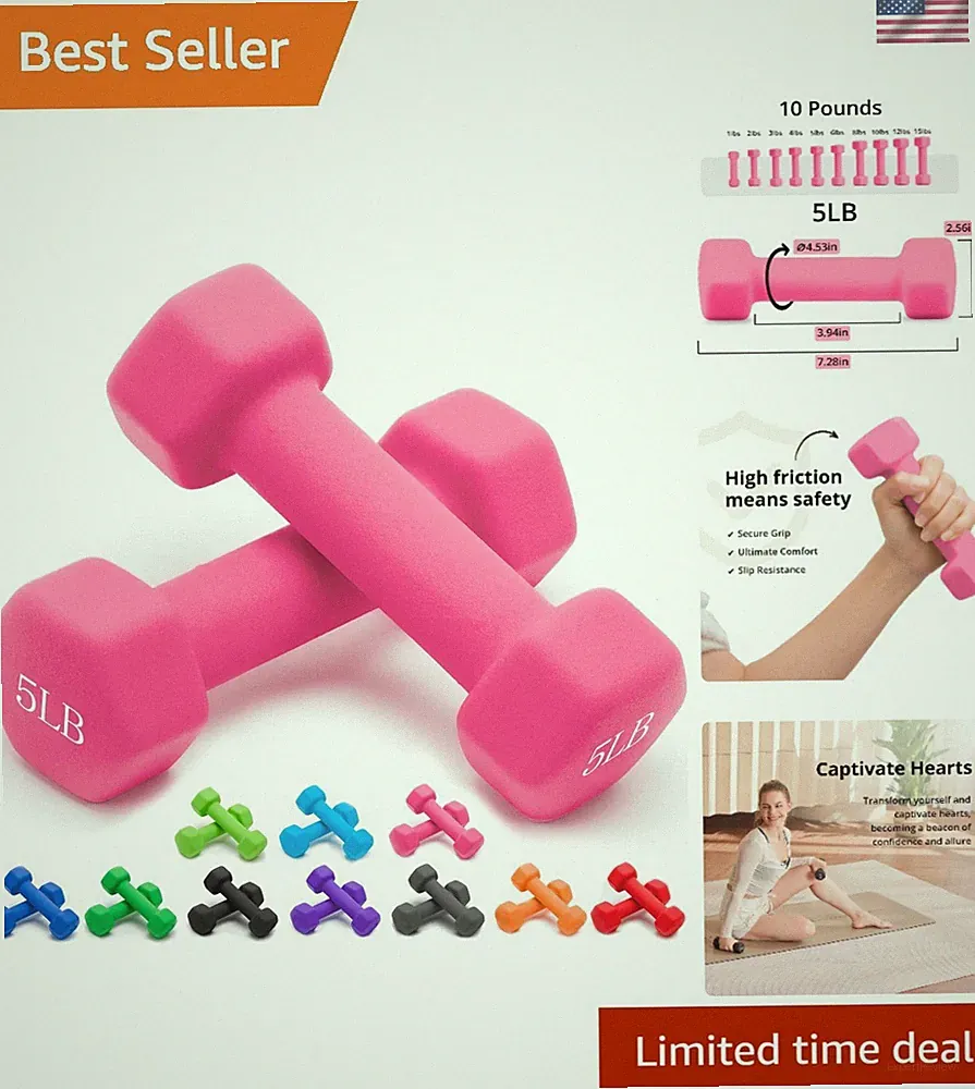 Hexagonal Weighted Dumbbells (1-15 LB) - Portable & Versatile for Workouts