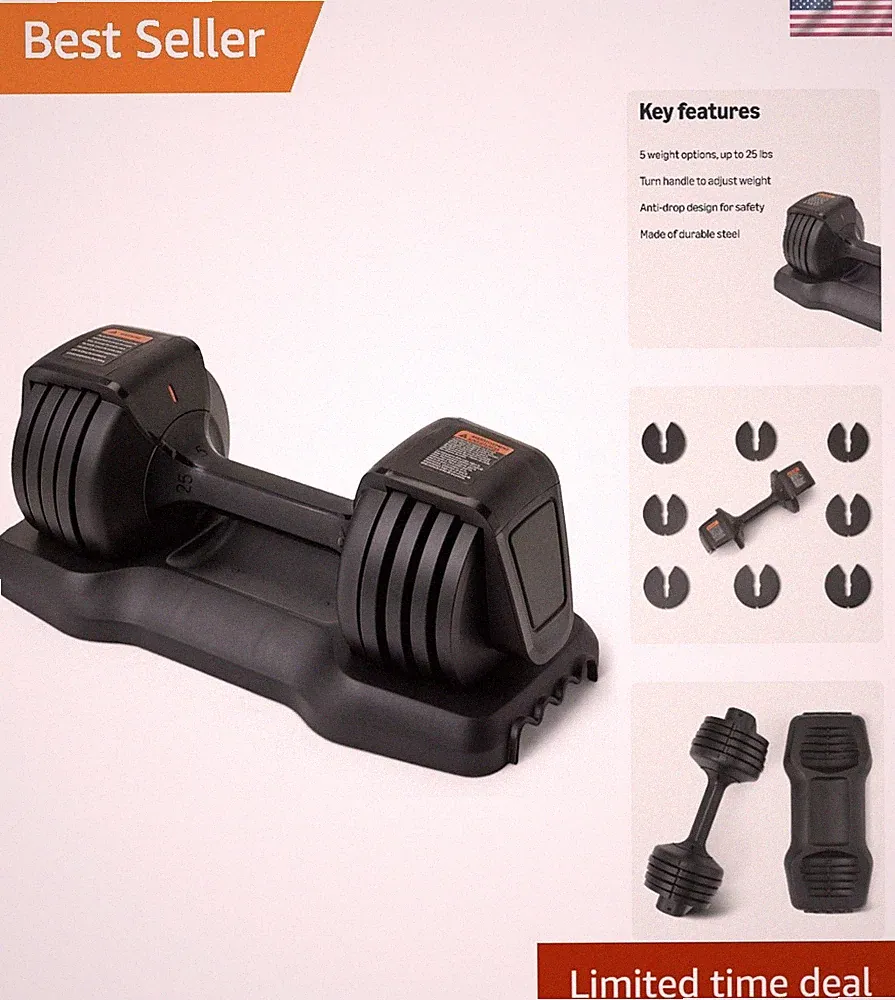 High-Quality 25 lb Adjustable Dumbbell with Secure Anti-Drop Technology