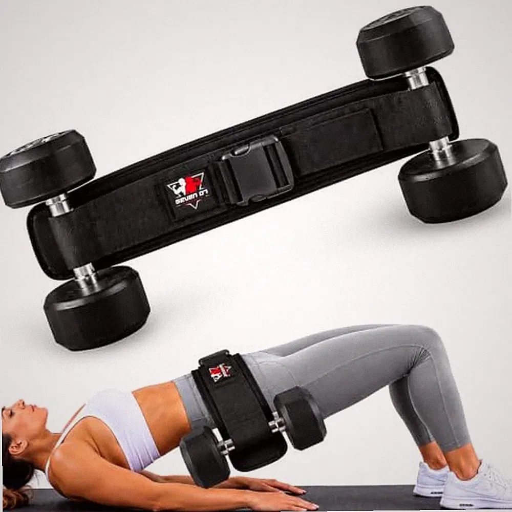 Hip Thrust Belt for Dumbbells Kettlebells & Barbell Plates – Adjustable Ne