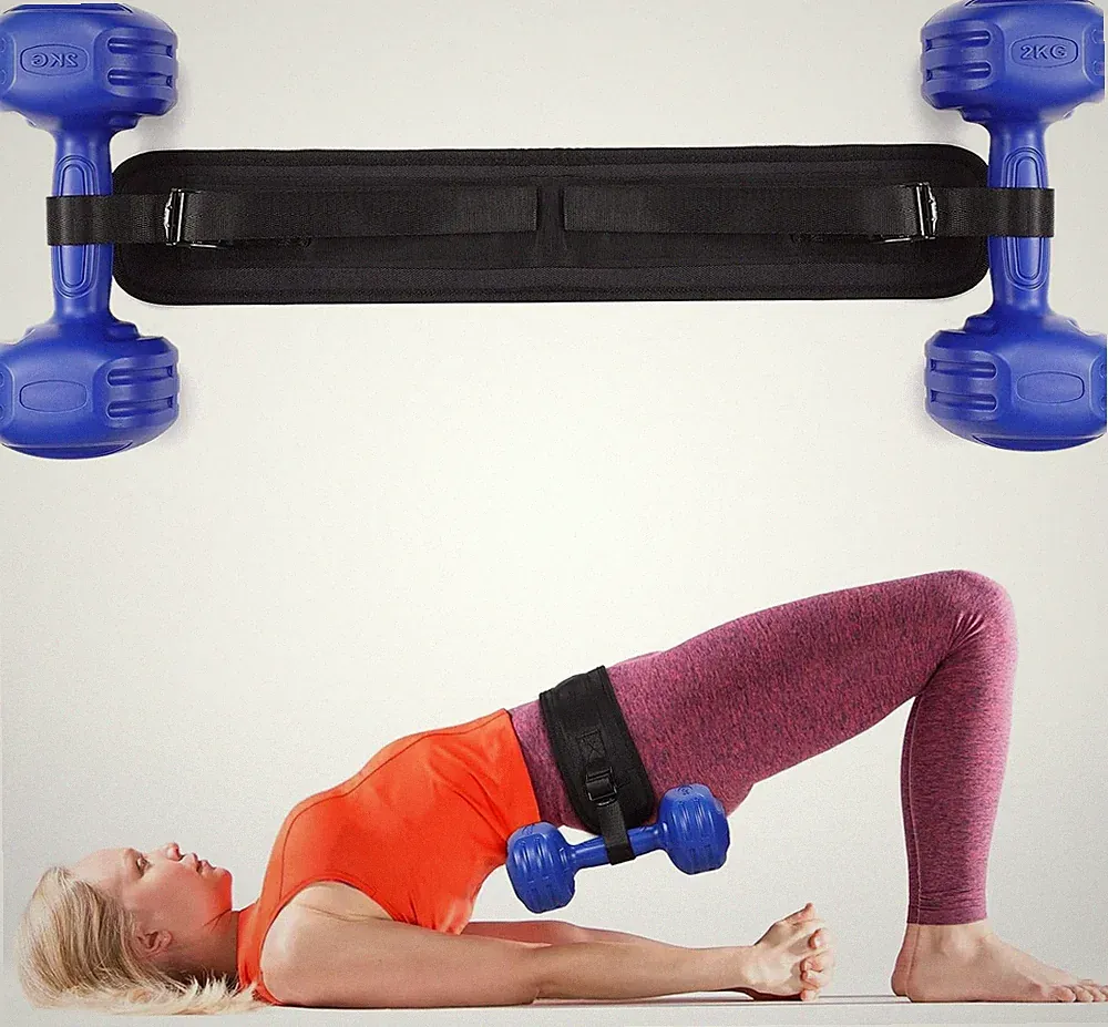 Hip Thrust Belt for Dumbbells, Kettlebells, Plates, up to 50kg/110lb... Bx15