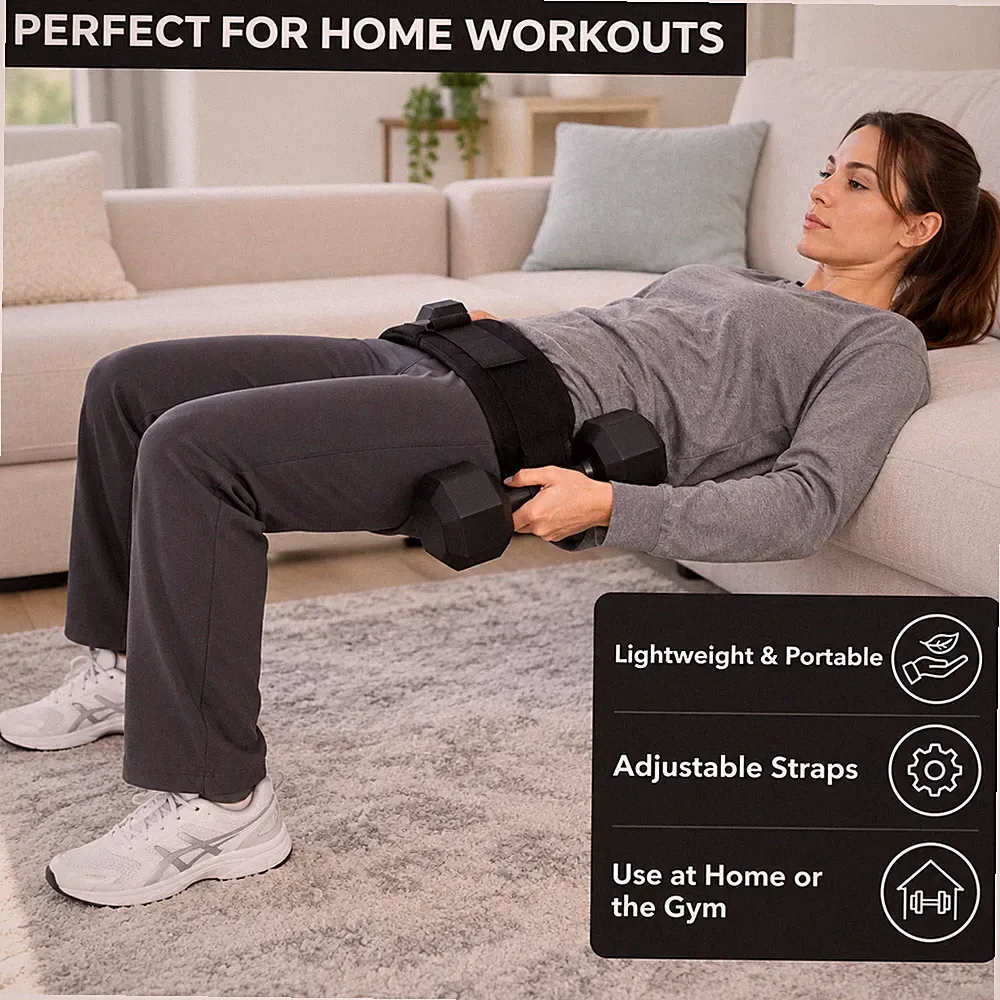 Hip Thrust Belt for Dumbbells Padded Glute Bridge Workout Home Gym Strap