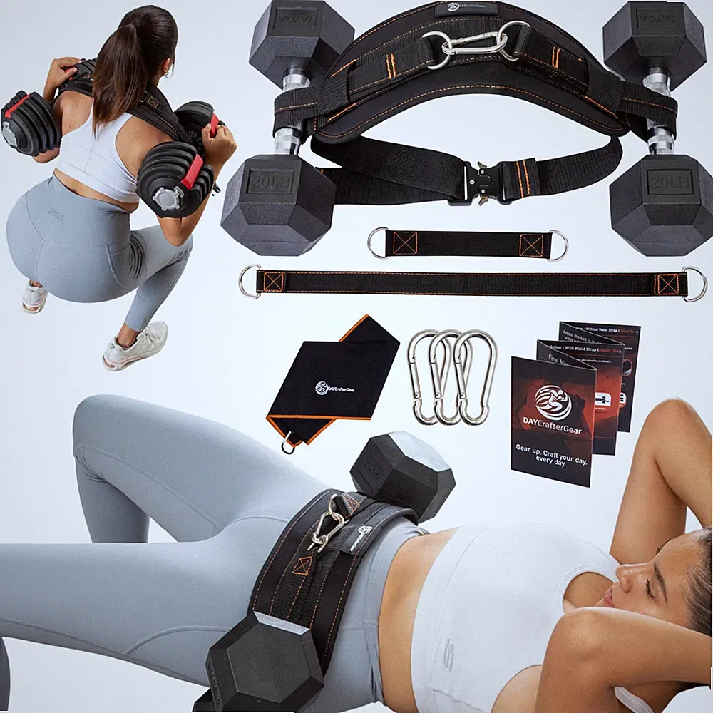 Hip Thrust Belt for Weights, Dumbbells & Kettlebells – Heavy Duty Glute Worko...