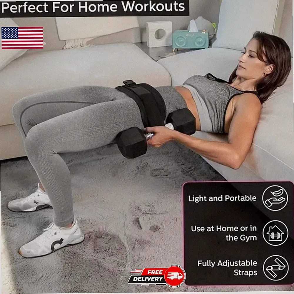 Hip Thrust Belt Glute Trainer Adjustable Dumbbell Belt Home Gym Workout Fitness