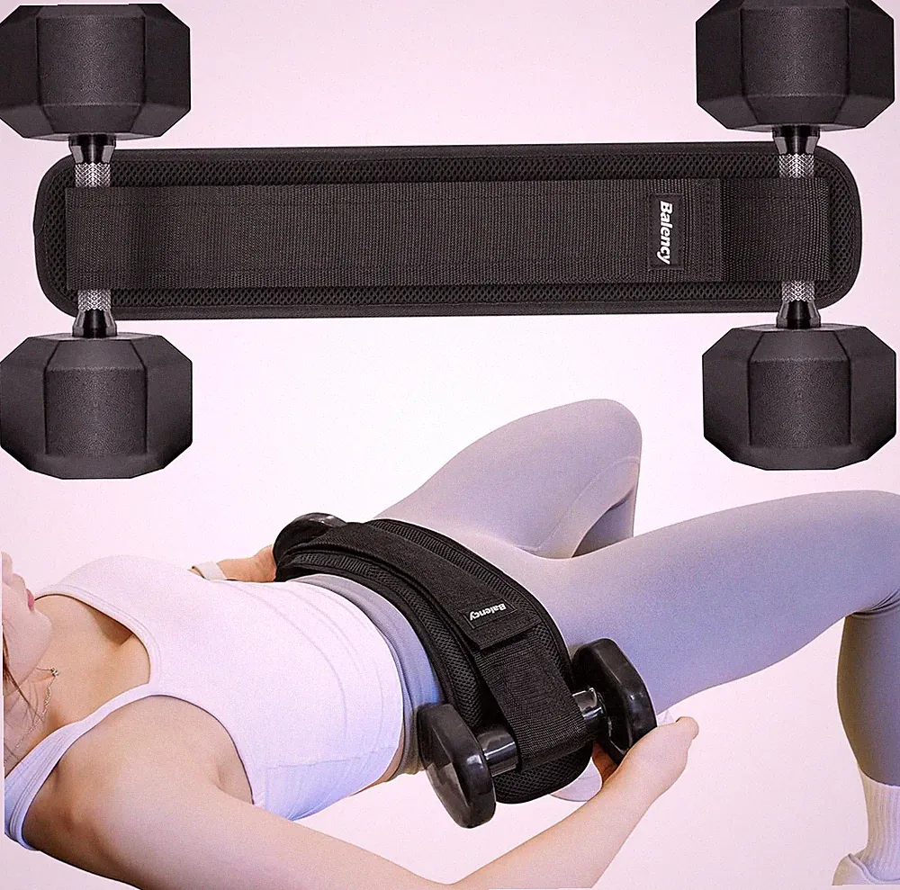 Hip Thrust Belt, Slip-Resistant Booty Belt for Dumbbells & Kettlebells, Gym/Home