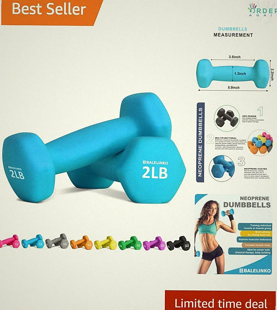 Home Gym Equipment Weights Set Cast Iron Neoprene Dumbbells for Strength Yoga