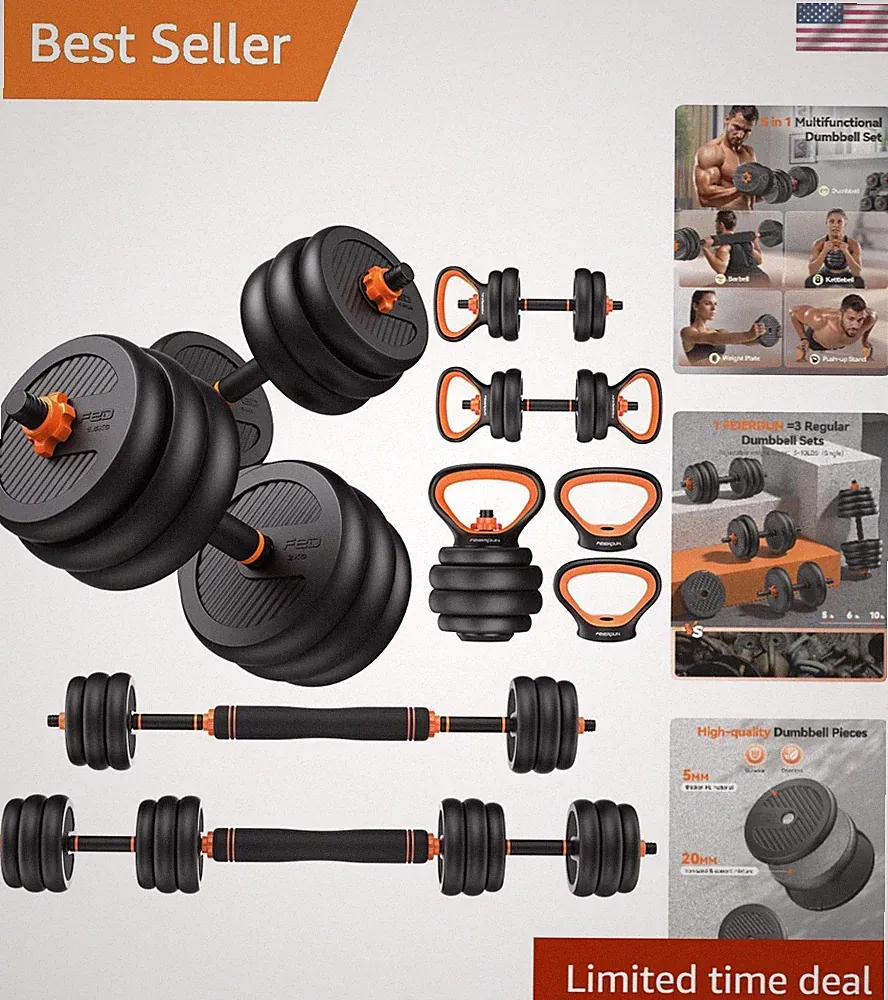 Home Gym Essential: 4-in-1 Adjustable Dumbbell Set 20-90lbs with Safety Nuts