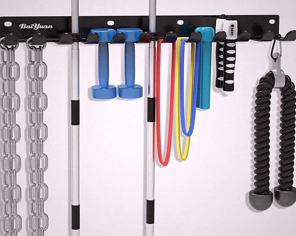 Home Gym Storage Rack Heavy Duty Wall Mount Organizer for Olympic Barbells