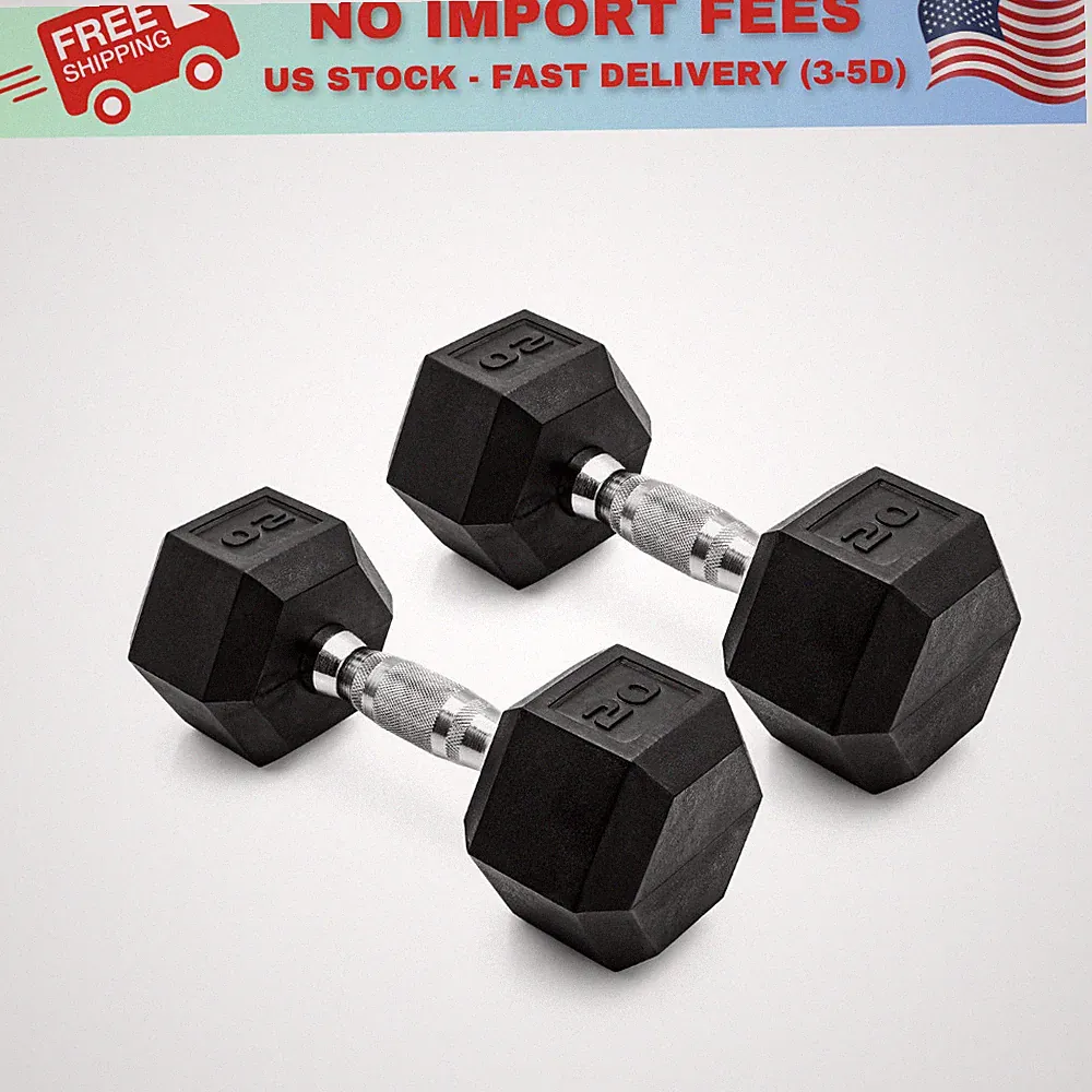 HOT DEAL! CAP Barbell, 20lb Coated Rubber Hex Dumbbell, Pair