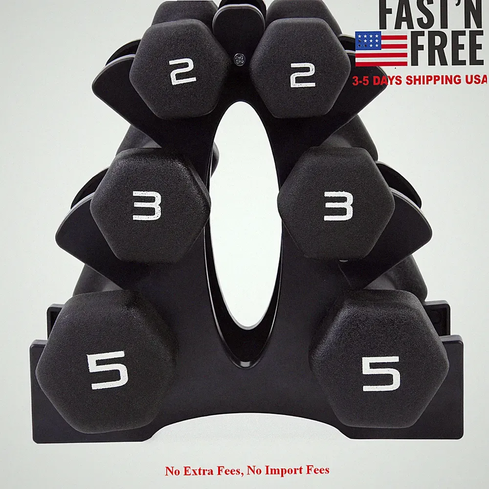 [HOT SALE] CAP 20lb Neoprene Dumbbell Set with Rack, Black, NEW USA FREESHIPPING