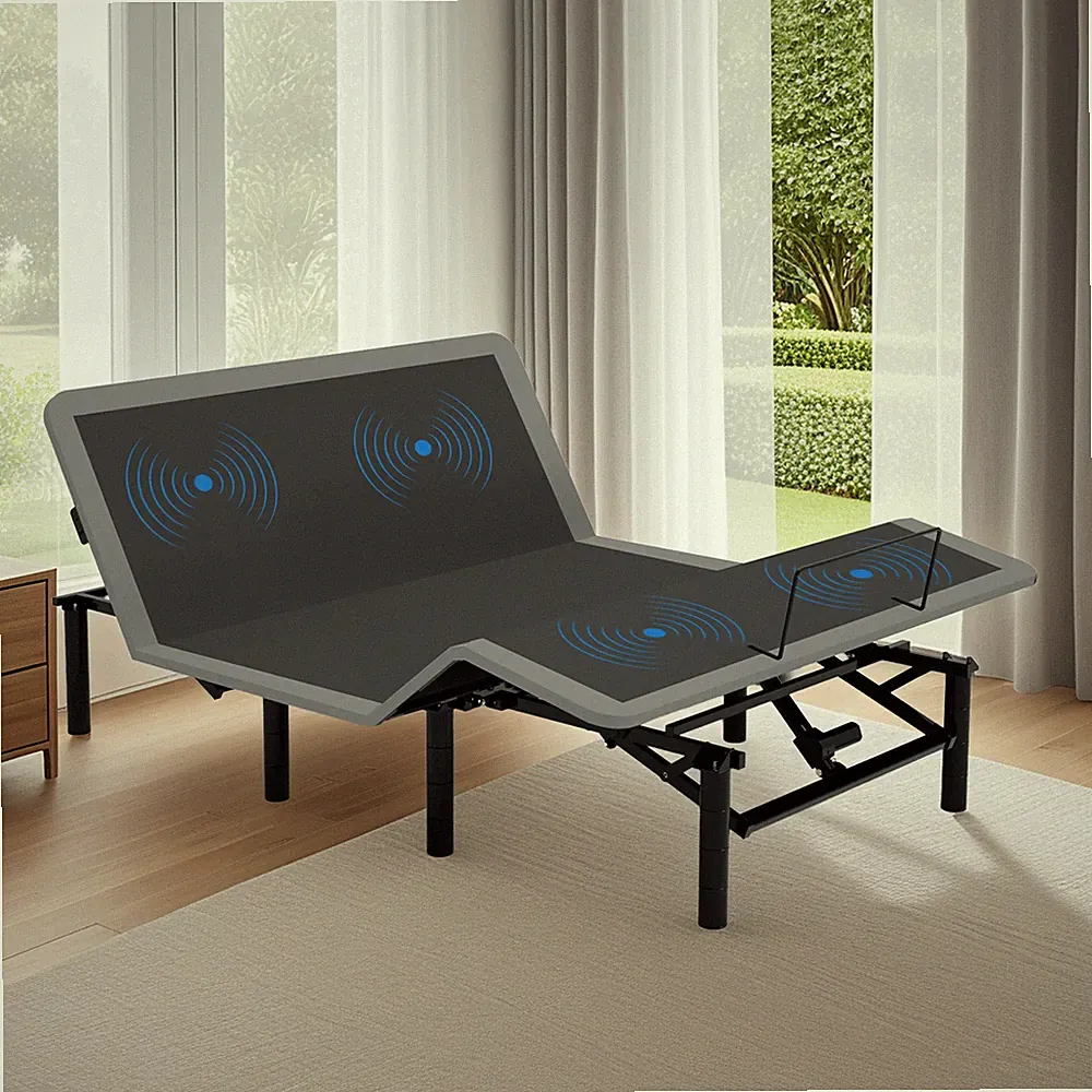 Incline Queen Size Adjustable Bed Frame with Massage Head & Foot Wireless Remote