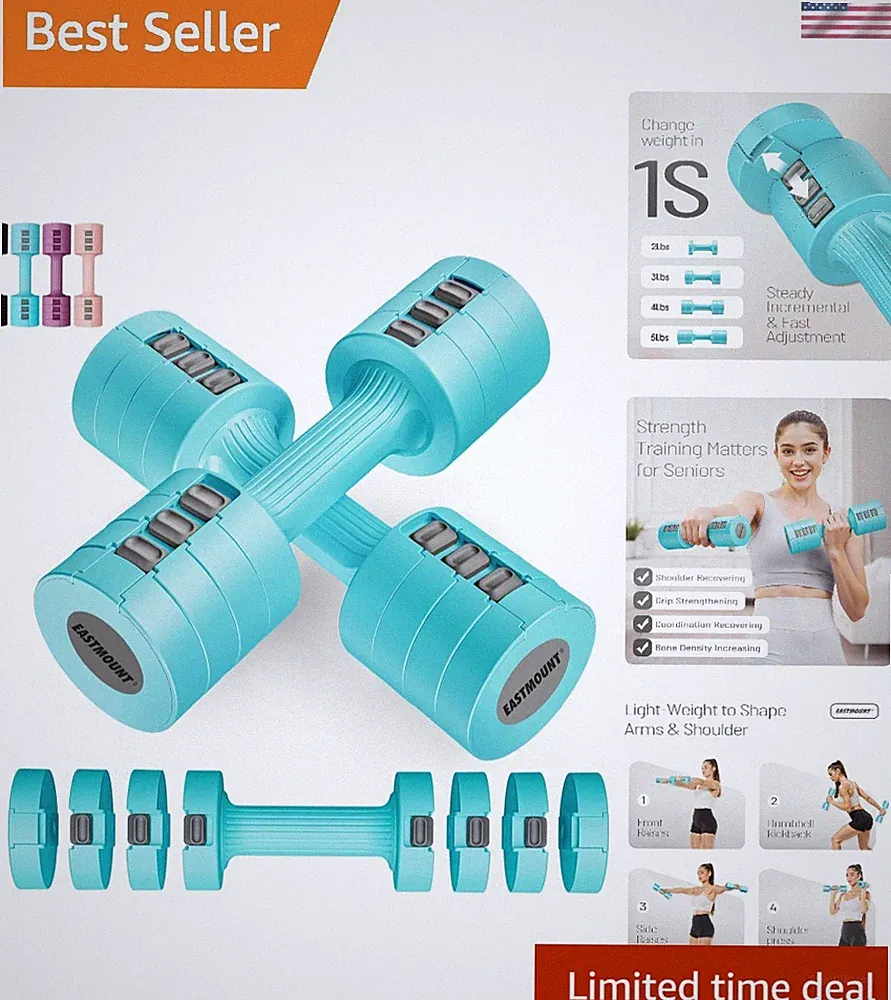 Innovative Adjustable Dumbbells for Women - Non-Slip Design, Fast Adjust 2-5 lbs