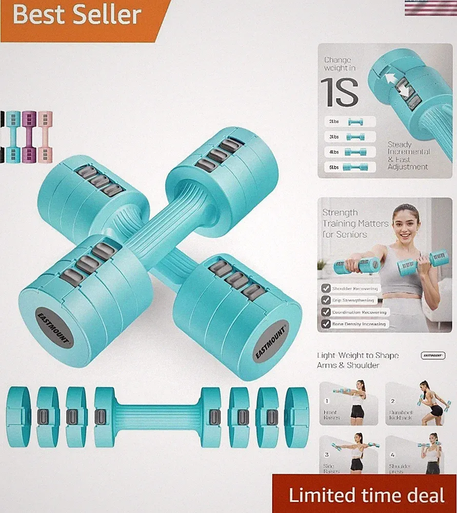 Innovative Adjustable Dumbbells for Women - Non-Slip Design, Fast Adjust 2-5 lbs
