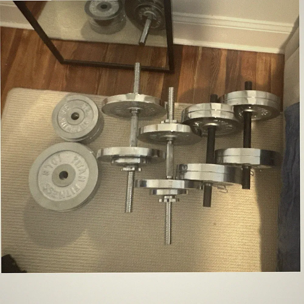 Iron 200 lb Silver adjustable dumbbells