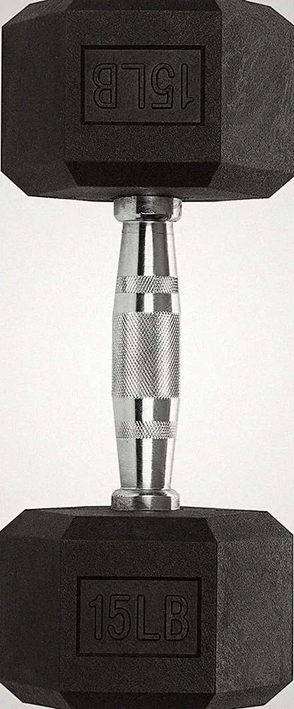 Iron Crush Hex Dumbbells - Workout Weights Heavy Duty PVC Coated Weights - 15LB