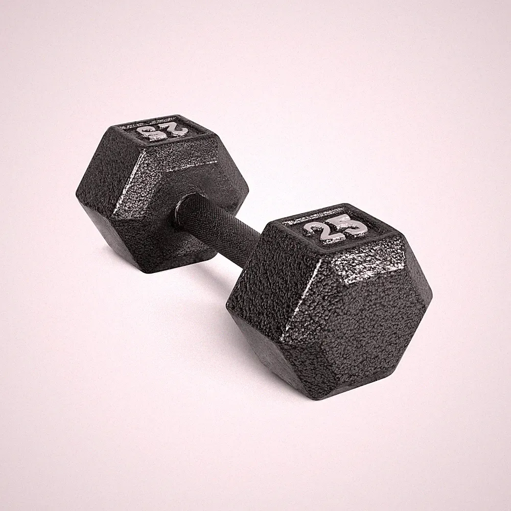 Iron Hex Dumbbell 25 lb Black Single CAP Barbell Cast