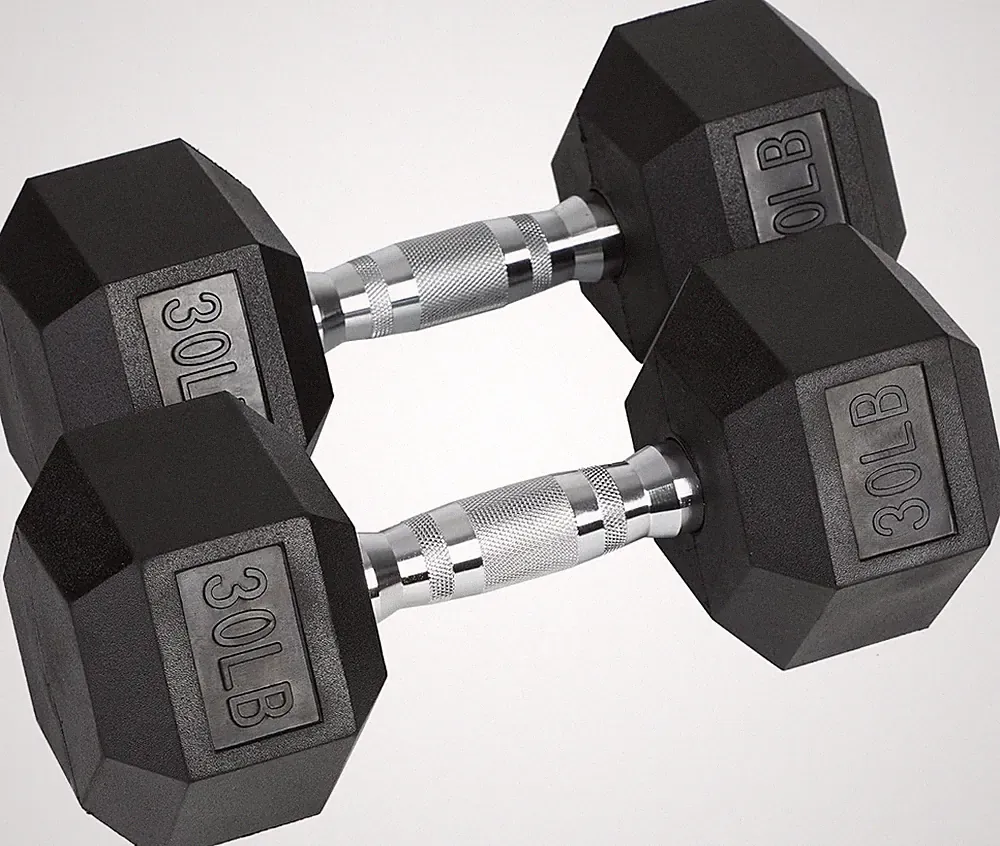 Iron Hexagonal Cast Exercise Dumbbell Weight with Contoured Textured Grip for