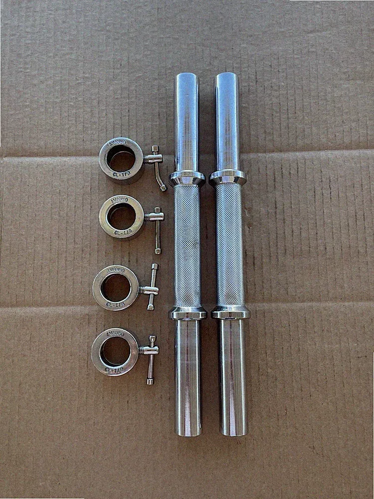 Ivanko Chrome Dumbbell Handles Pair w/ Collars Standard 14”