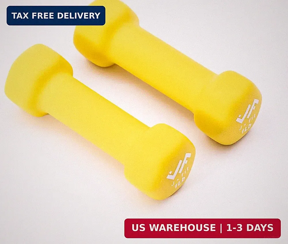 JFIT Dumbbell Pairs or Sets - Neoprene & Vinyl Coated Hand Weights for Home Gym