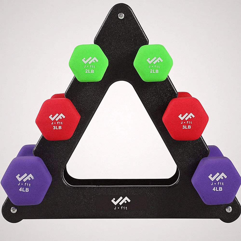 JFIT Neoprene Dumbbell Neoprene Dumbbell Set with Rack 18 lbs (Set)