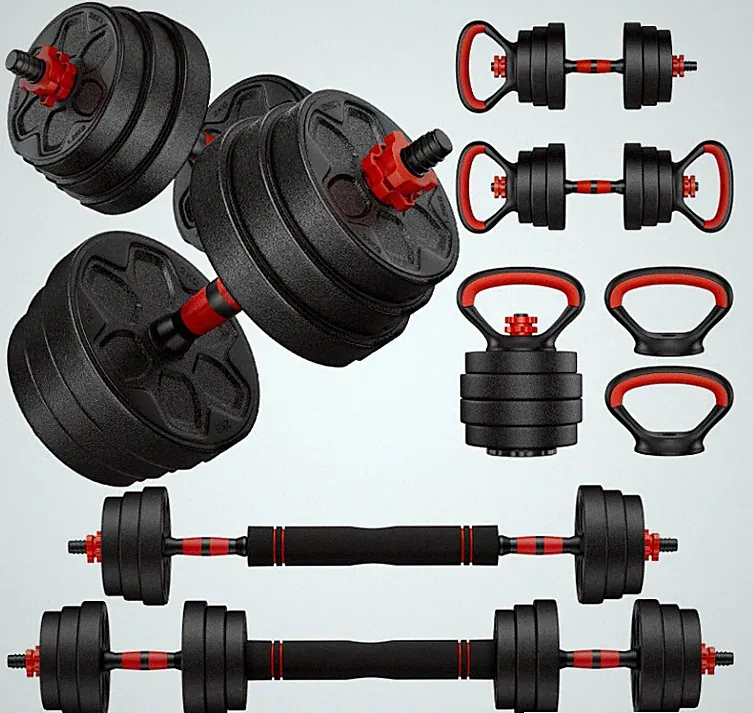 Juego de Mancuernas Ajustables 4 en 1 con Barra para Gimnasio en Casa