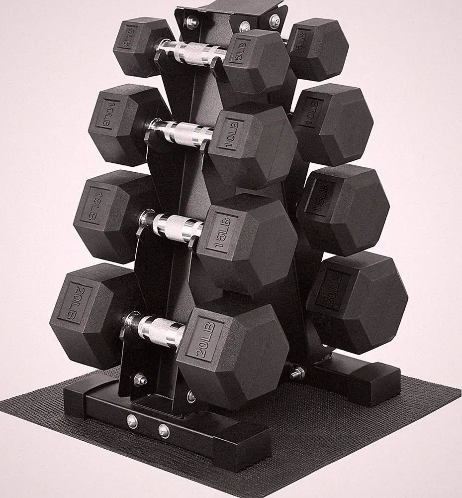 Juego de pesas con mancuernas hexagonales recubiertas de goma para fitness NUEVO