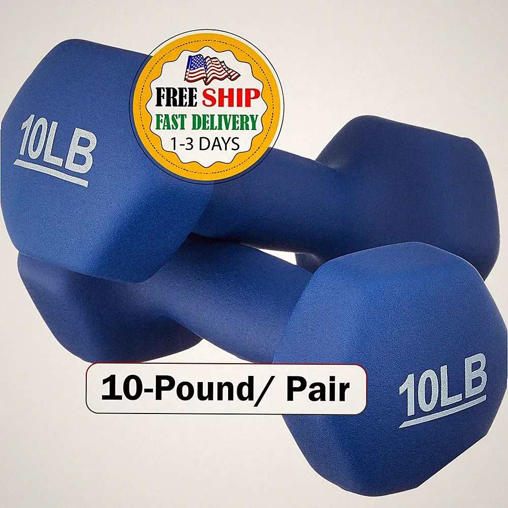Juego de Pesas Mancuernas 10 Lb Ajustable Vinilo Ejercicio Fitness Home Gym Par